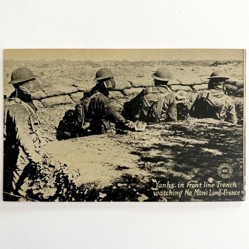 American Soldiers Wearing Gas Masks Trench In France WW1 1910s Postcard PCBG12B