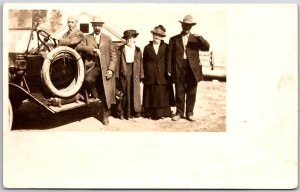 Two Couples and Driver Potograph Real Photo RPPC Postcard