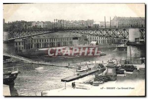 Postcard Old Brest Grand Bridge