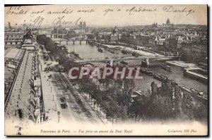 Old Postcard Panorama of Paris taken upstream view of Pont Royal