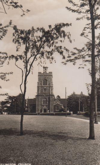 Hillingdon Church Grounds Lawns Middlesex Vintage Real Photo Postcard