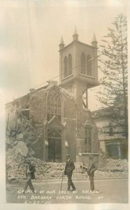 Postcard California Santa Barbara Church of Our Lady 1925  Wavy Disaster 23-3824