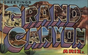 Grand Canyon Arizona Large Letter Linen Vintage Postcard