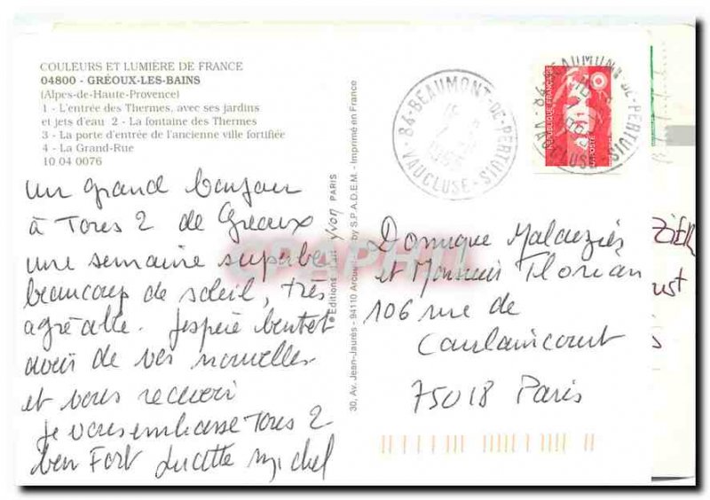Postcard Modern Colors and Light of France Greoux Bains Alpes de Haute Proven...