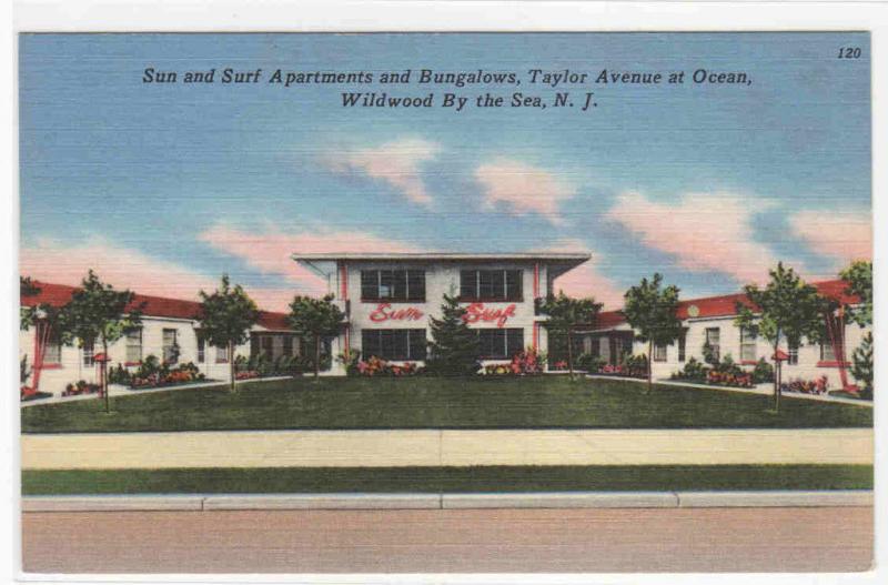 Sun & Surf Apartments Wildwood By The Sea New Jersey linen postcard