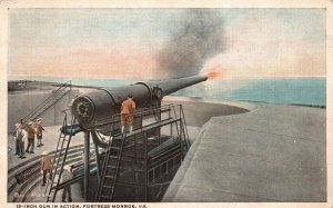 Vintage Postcard 1919 12-Inch Gun Action Fortress Monroe Virginia Louis Kaufmann