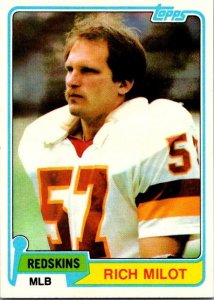 1981 Topps Football Card Rich Milot Washington Redskins sk60438