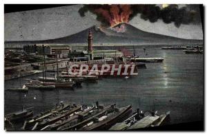 Vintage Postcard Volcano Napoli Boats