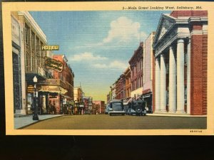 Vintage Postcard 1934 Main Street Looking West Salisbury Maryland