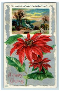 c.1910 Winsch Back Lovely Christmas Poinsettia Vintage Postcard P51