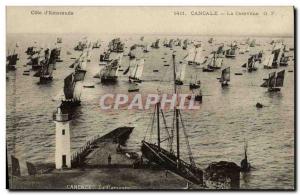 Old Postcard Cancale Caravan Boat