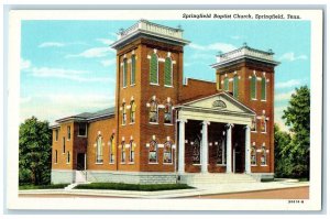 c1940 Springfield Baptist Church Exterior Springfield Tennessee TN Tree Postcard