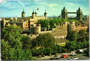 postcard Tower of London and Bridge - Ben Berky clothing advert WI and MI