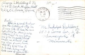 Ames Iowa~Iowa State College-University~Hughes Hall~Note from Student~1944 RPPC