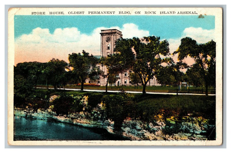 c1928 Postcard IL Store House Rock Island Arsenal Vintage Standard View Card 