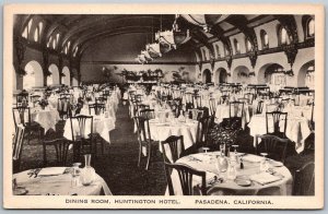 Pasadena California 1920s Postcard Dining Room Huntington Hotel