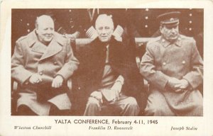 Postcard 1945 WW2 Military Churchill Roosevelt Stalin Yalta Conferance 24-113