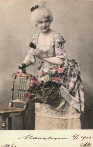 Classy Lady Beautiful Dress Vintage Postcard 04.18