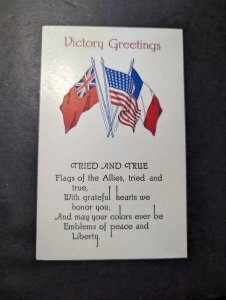 Mint USA WWII Victory Greetings Postcard Tried and True Allied Flags