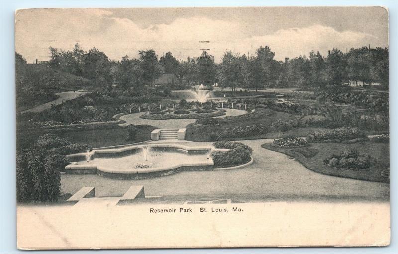 *1907 Reservoir Park Fountain Gardens St. Louis Missouri MO Vintage Postcard C23