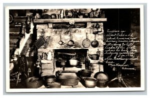 Vintage 1930's RPPC Postcard Albert Pike's Fireplace Winslow Arkansas