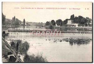 Old Postcard The Banks of the Marne Joinville le Pont Dam