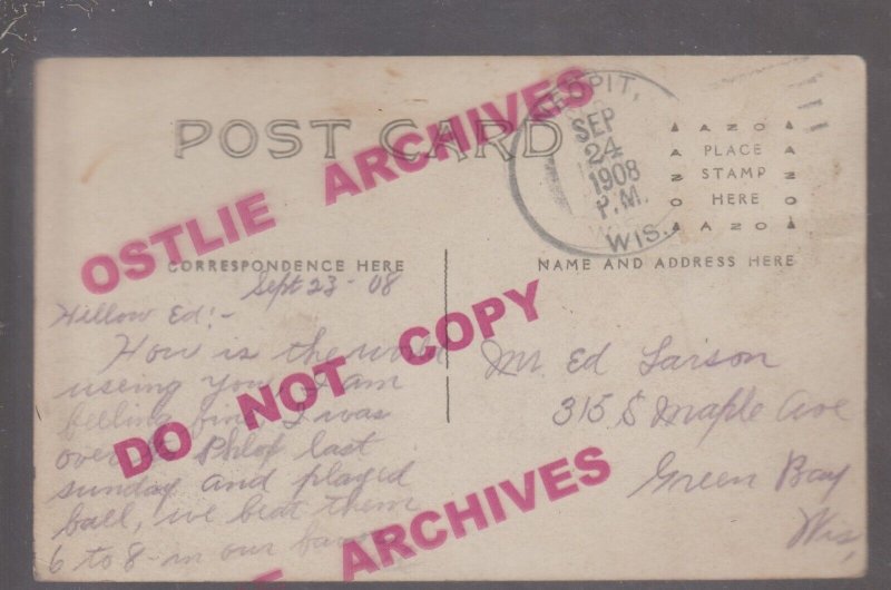 Neopit WISCONSIN RPPC 1908 CONSTRUCTION CREW Boiler Room Ceiling US WORKS WI KB