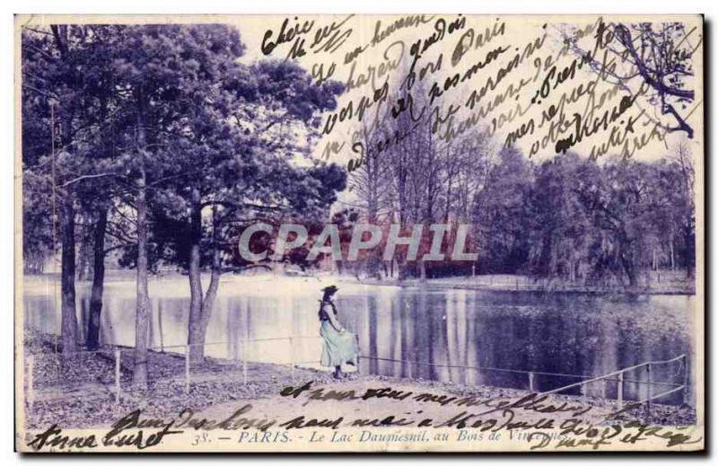 Old Postcard The Paris Daumesnil lake in the Bois de Vincennes