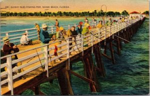 Vtg Miami Beach Florida FL Sunny Isles Fishing Pier 1940s Linen View Postcard