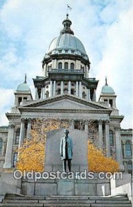 Illinois State Capitol & Abraham Lincoln Statue Springfield, IL, USA Unused 