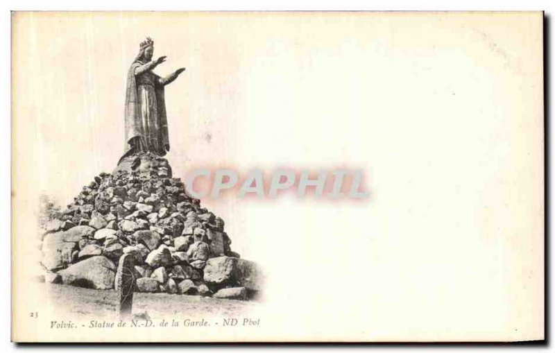 Old Postcard Statue of Volvic N D of the Guard