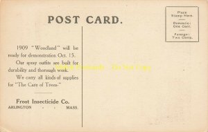 1908 Woodland Sprayer Orchard FROST INSECTICIDE Arlington MA Adv Postcard 