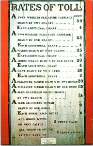 Rates Of Toll Early Tollgate Sign Board Bennington Museum Vermont VT Postcard 