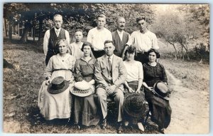 x8 LOT c1910s Groups of People RPPC Family Picnic Real Photo Postcards Kids A175