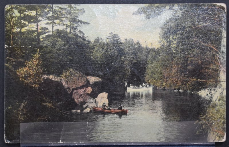 Canoes and People in River - Surprise, NE cancel - 1914