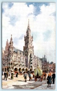 Tuck Oilette MUNICH, GERMANY ~ Rathaus TOWN HALL Charles Flower c1910s Postcard