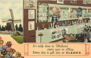 1940s Holland Michigan Bert Slagh Home Store Glass Pottery Advertising Postcard