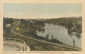 Sherbrooke PQ Canada St Francis River Looking North 1950 WB Postcard Used