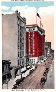 New York Syracuse South Warren Street Showing New Onondaga Hotel