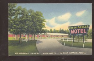 SANFORD NORTH CAROLINA NC GREEN GABLES MOTEL LINEN ADVERTISING POSTCARD