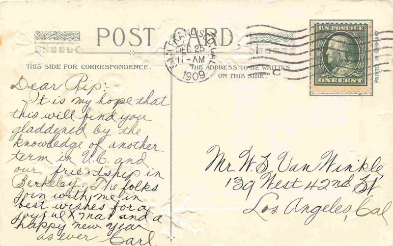 December 25 Christmas Day Greeings 1909 postcard