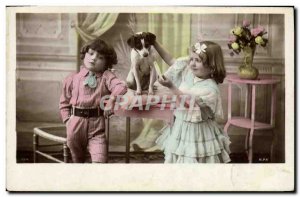 Postcard Old Dog Dogs Children