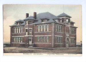 LP88   Tulia, Texas, TX, postcard, Public School, Hand 
