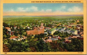 Vtg Arkansas AR Hot Springs National Park View from West Mountain 1930s Postcard