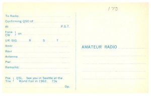 Washington Seattle World's Fair  - QSL card