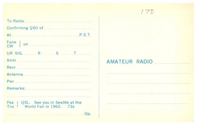 Washington Seattle World's Fair  - QSL card