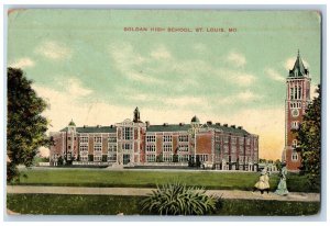 St. Louis Missouri MO Postcard Soldan High School Exterior 1910 Vintage Antique