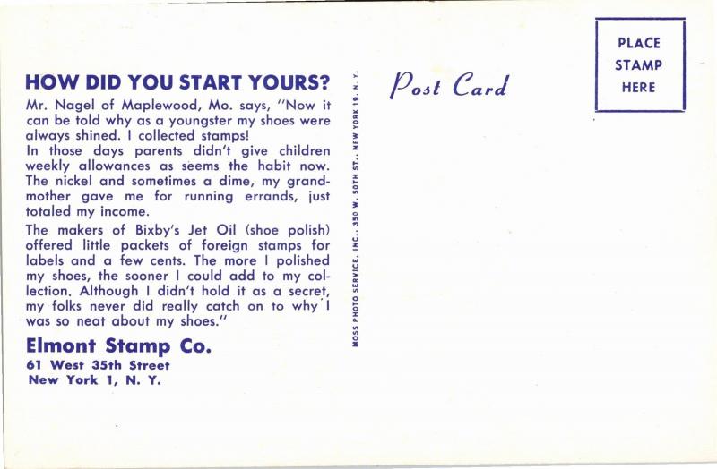 Advertising, Elmont Stamp Co. Philatelist Vintage Postcard M12 