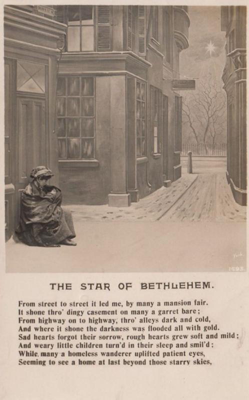 Homeless Poverty Person The Star Of Bethlehem Religious Songcard Postcard