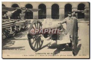 Old Postcard Militaria Canon Our valiant 75 Back from the front of our glorio...